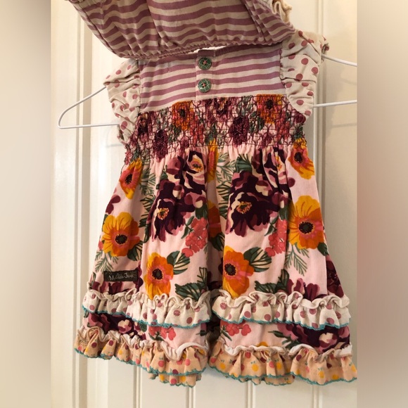 Matilda Jane Dress Infant 6-12 Mo. Tea Time Floral Corduroy Diaper Cover Ruffle - Picture 2 of 5